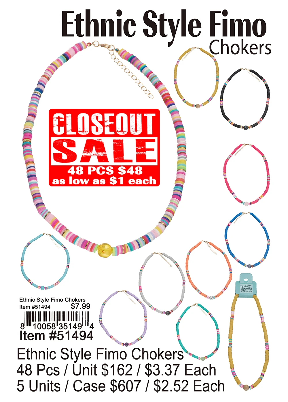 Ethnic Style Fimo Choker Closeout